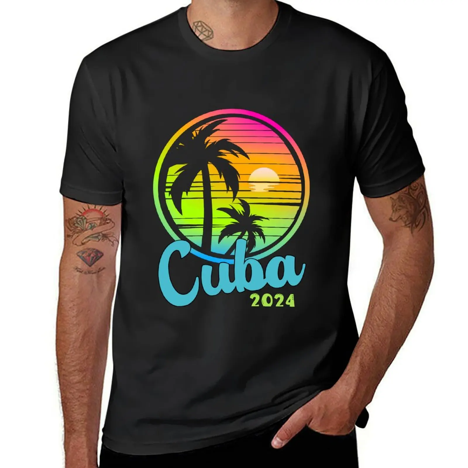 CUBA 2024, Cuban Vintage Sunset, Cayo Guillermo Cuba Sunrise, Beach Lifestyle, Ocean Waves,Tropical Vacation T-Shirt