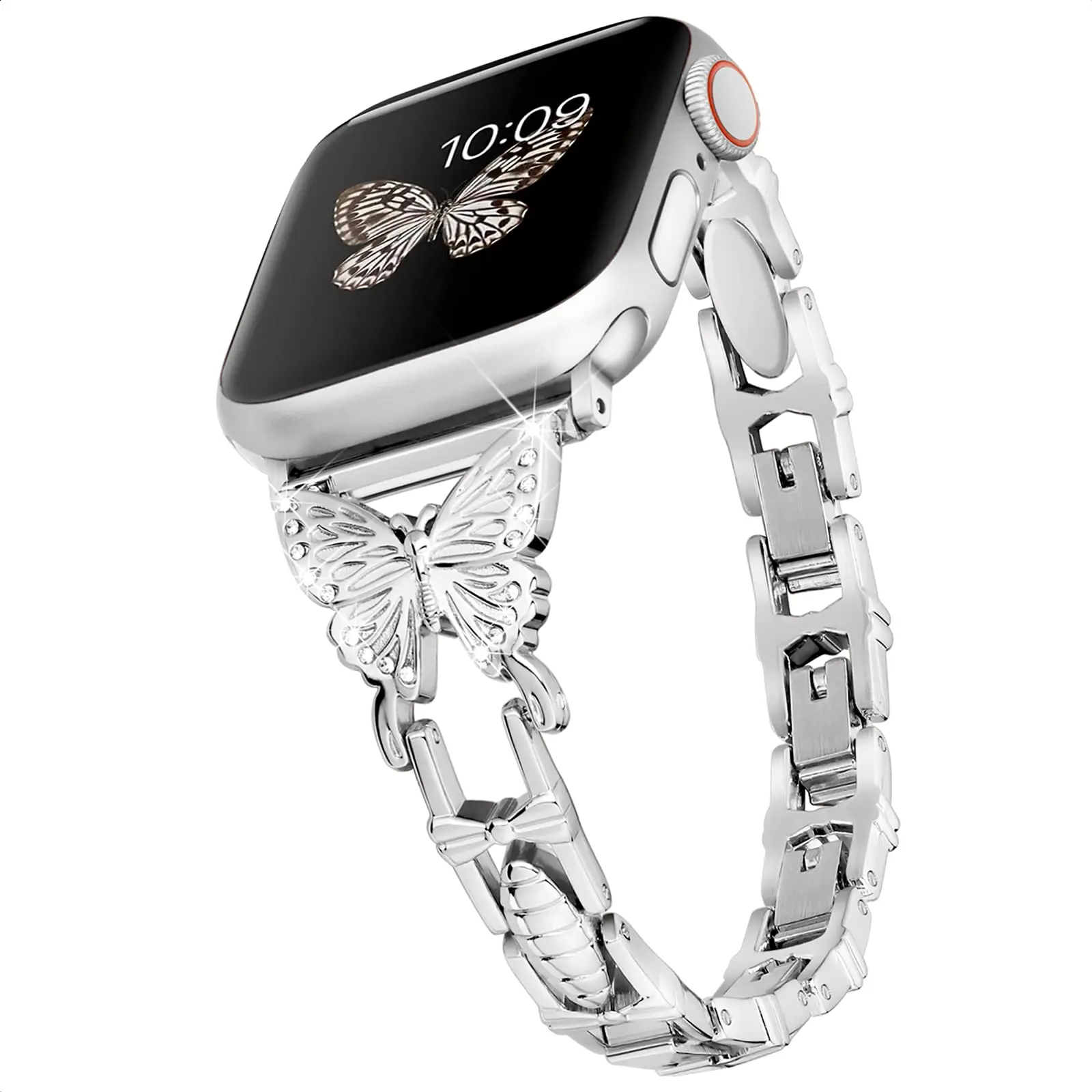 Diamant Metallband für Apple Watch Band 7 6 se 5 4 3 2 Schmetterling Armband 45mm 38mm 40mm 42mm 44mm für iwatch Schleife 41mm Schmuck
