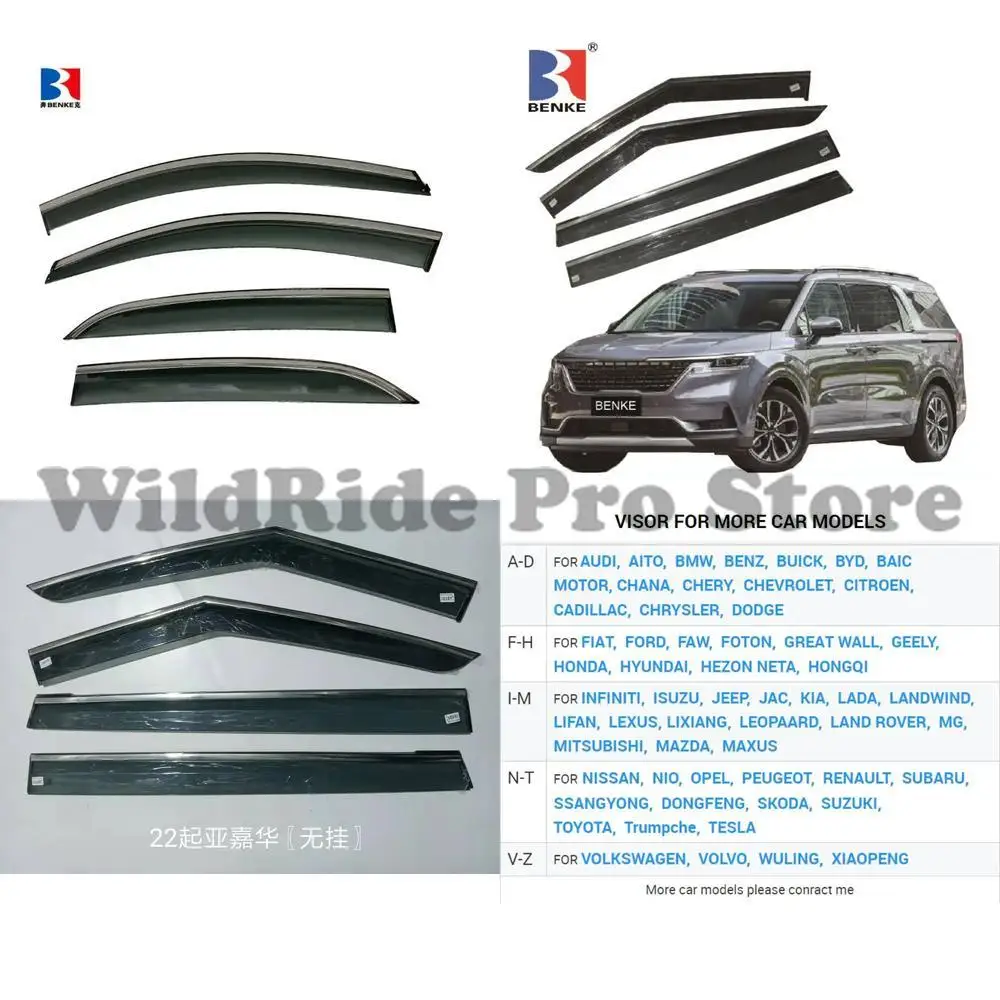 1 set For External Window Visors Competitive Price with KIA CARNIVAL 2022 Sun Rain Guard 4PCS Wind Deflector Vent Visors