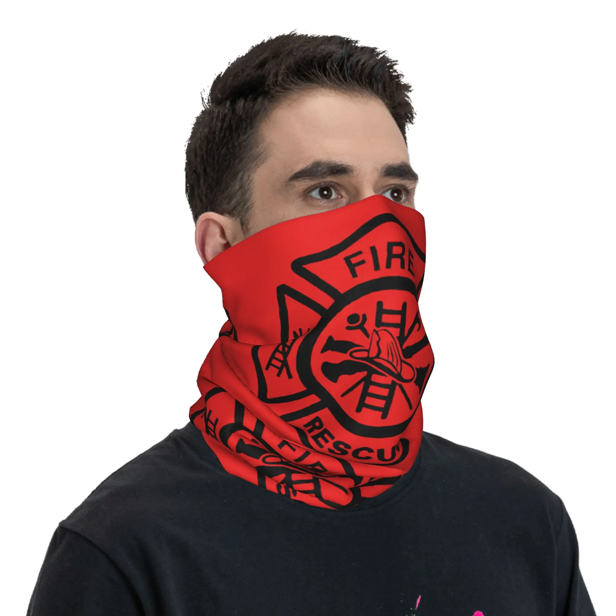 Custom Fire Rescue Firefighter Bandana Neck Gaiter Windproof Face Scarf Cover Women Men Fireman Headband Tube Balaclava image 5