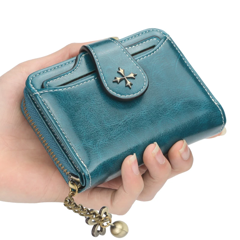 Portafogli e portamonete da donna Borsa per soldi in pelle PU Borsa corta da donna con cerniera Portamonete piccolo Pochette blu rossa Portafoglio da donna nuovo