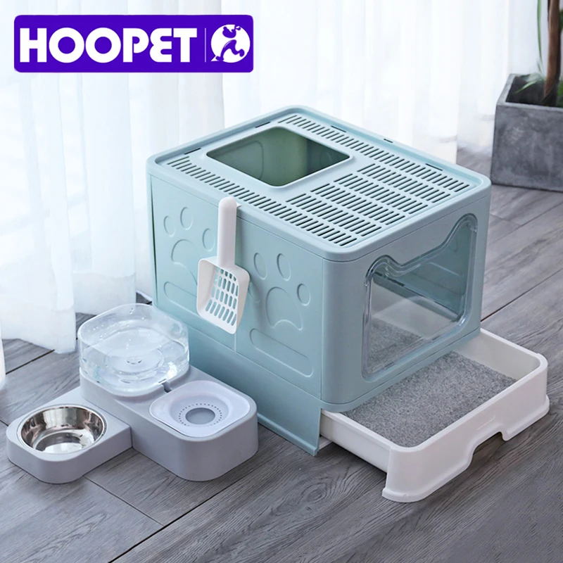 HOOPET Cat Litter Pan Fully Closed Drawer Top Entry Splash-proof Large Oversized Cat Litter Pan Cat Litter Box Cat Supplies