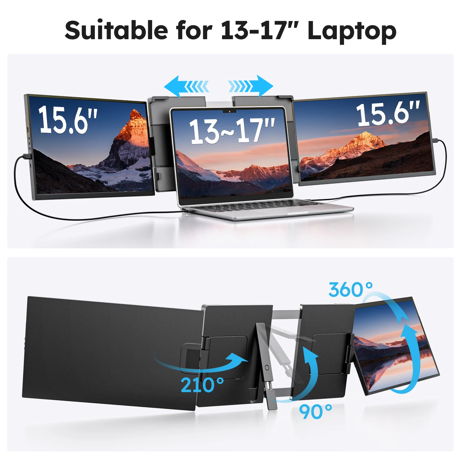 Dopesplay 15.6 tripe extensor de tela para laptop 1080 fhd ips extensão de exibição externa monitor duplo para mac chrome mini pc xbox