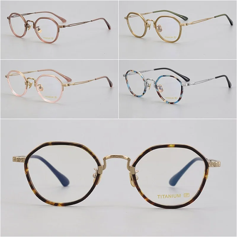 

Men's Titanium Acetate Eyeglasses Frame Myopia Glasses Prescription Polygonal Women Optical Glasses Spectacles Frame Eyewear