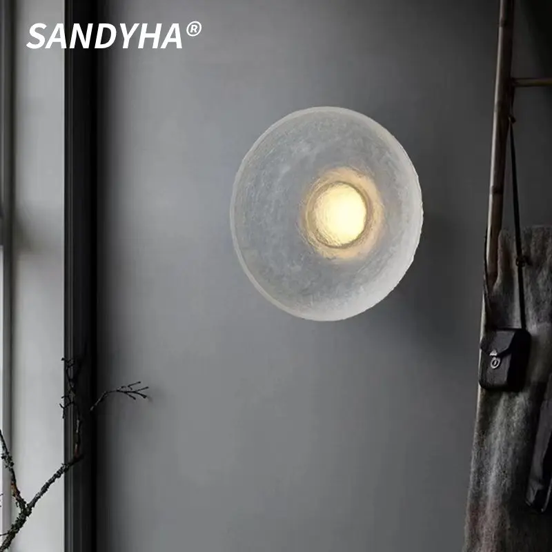 

SANDYHA современный светодиодный настенный светильник минималистичный круглый дизайн абажур из смолы декоративное освещение идеально подходит для гостиной спальни кабинета
