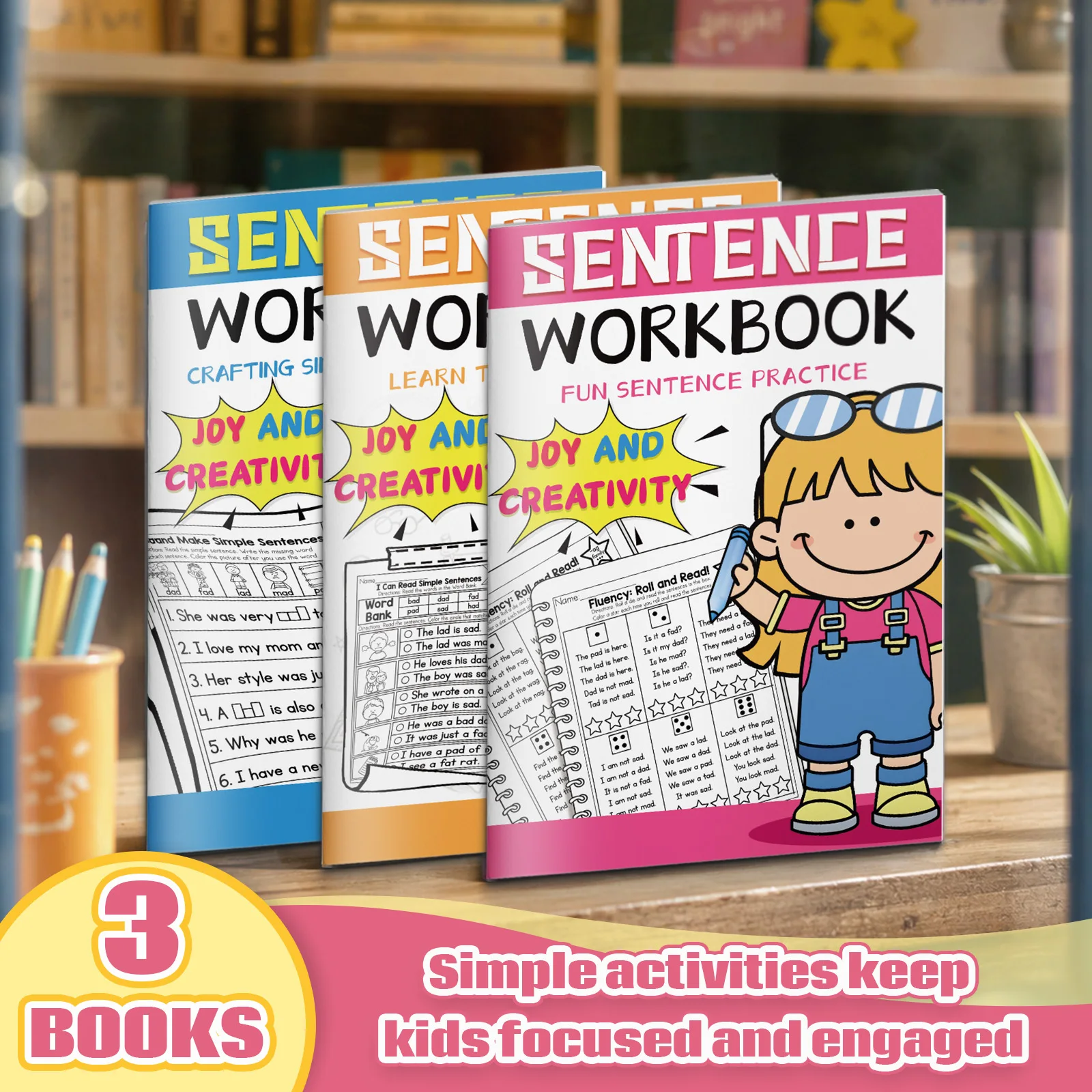 3 volumes of children's sentence exercise book, Comprehensive exercises for reading and writing simple sentences