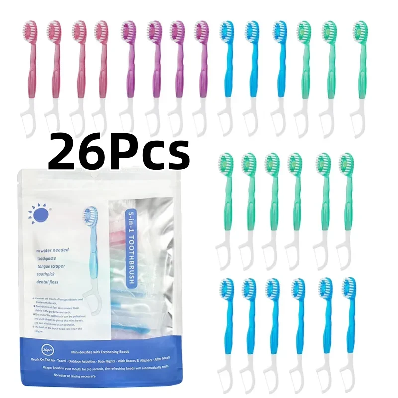 26Pcs Disposable Mini Toothbrushes With Toothpaste Travelsized Small Head Portable Toothbrush Kit For Personal Hygiene