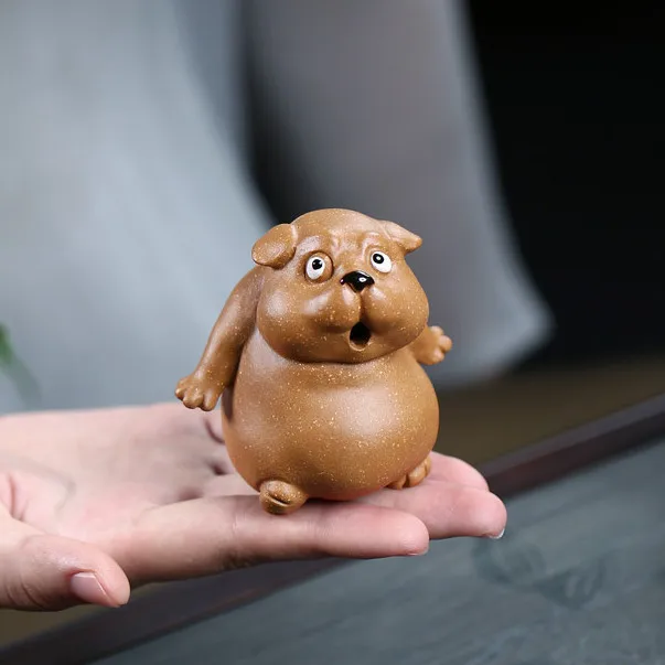 Yixing Zisha Clay Puppy Pet Cute Auspicious Zodiac Dog That Attracts Wealth Made From Old Duan Clay A Decorative Tea Ornament