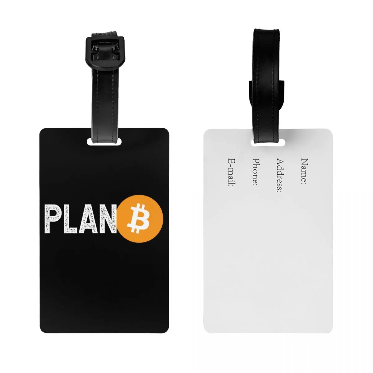 Custom Plan Bitcoin Luggage Tag Plan B BTC Geek Travel Bag Suitcase Privacy Cover ID Label