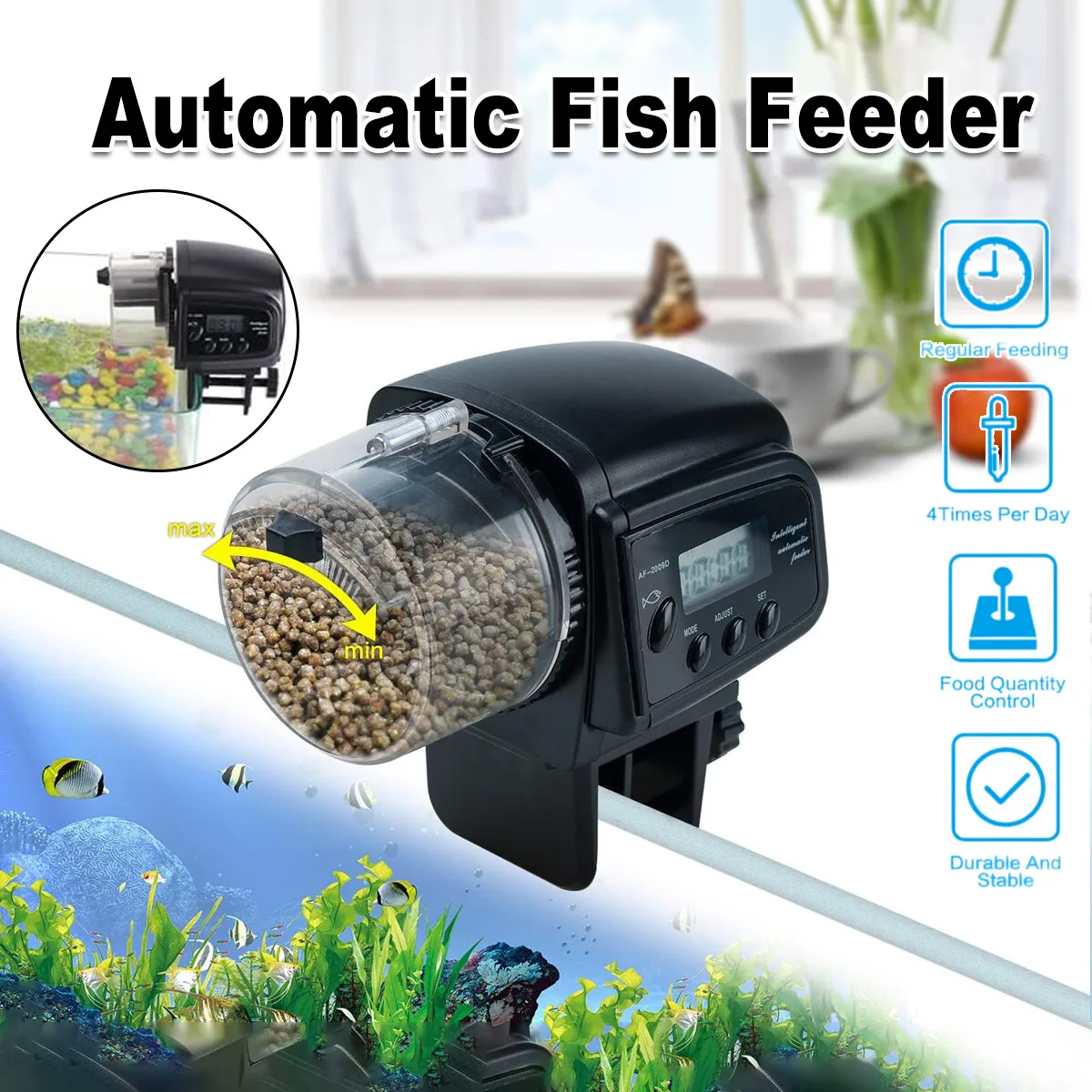 Smart Electric Automatic Fish Feeder Aquarium Tank Regular Timing Feeder Auto Fish Food Dispenser for Turtle Goldfish