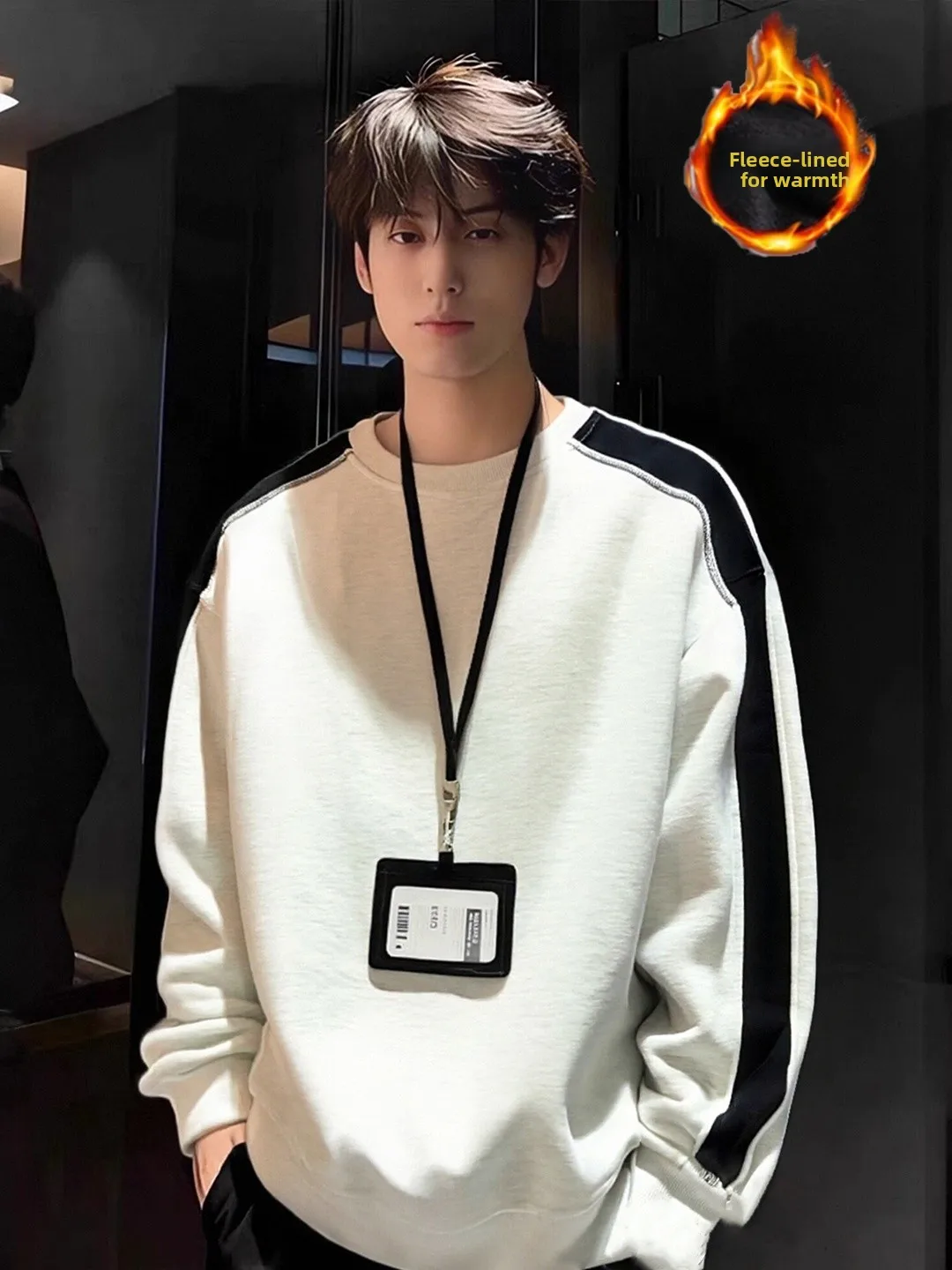 

Мужская толстовка American Style с круглым вырезом, утепленная, с длинным рукавом, осенне-зимняя базовая футболка