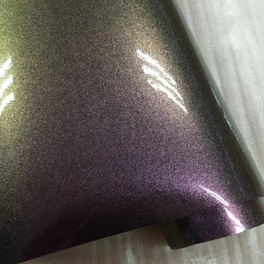 10/20/30/40/50x152CM Chameleon Glossy Metallic Purple Copper Vinyl Wrap Film Adhesive Car Wrapping DIY Decel Air-release Bubbles