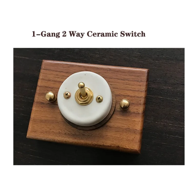 High Quality Ceramic Switch Black Walnut Base 1-4 Gang Brass Lever Wall Light Toggle Switch 10A