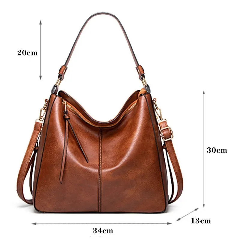 Women Handbags Hobos Tote Bag Soft Pu Leather Retro Designer Large Capacity Casual Ladies Shoulder Crossbody Bag