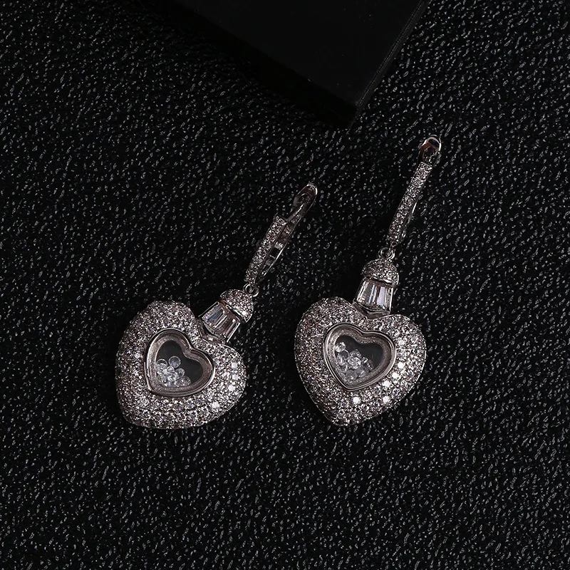 Hot Sale 18K Real Gold Plating Luxe Koper Ingelegde Zirkoon Hart Oorringen Elegante Sweet Dames Koreaanse Sieraden Oorbellen