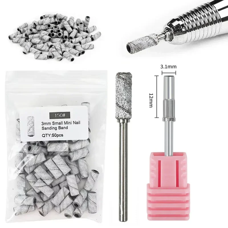 

3,1 мм мини-белые шлифовальные ленты из нержавеющей стали, сверла для ногтей, оправка для электрических маникюрных инструментов