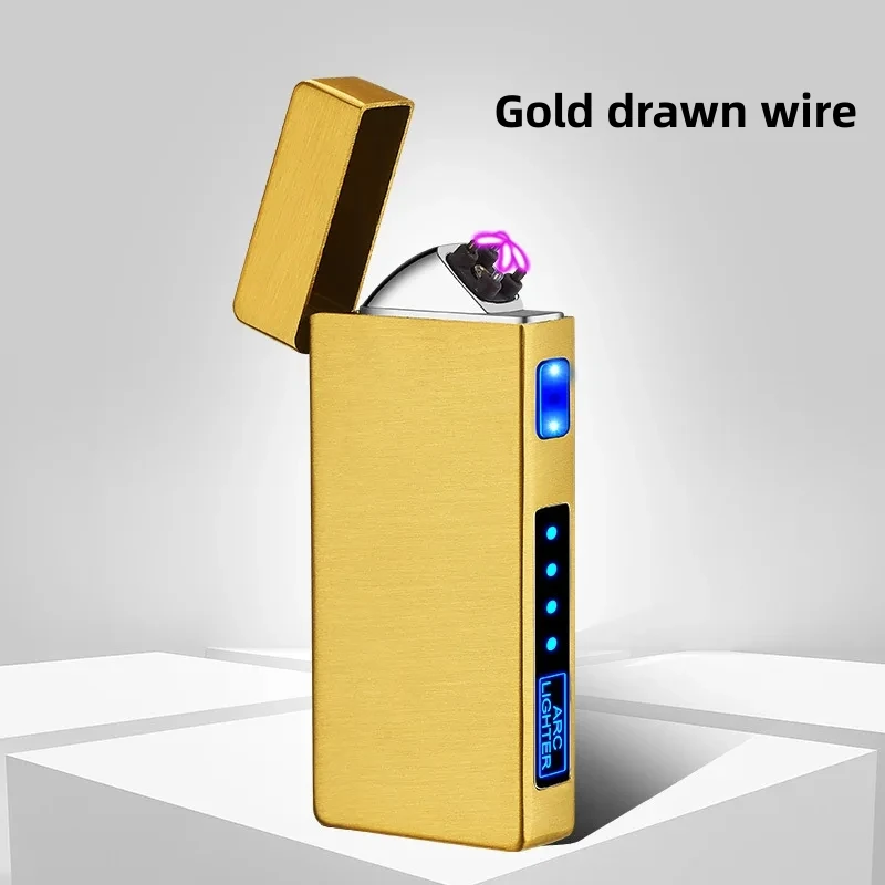 New Metal Double Arc Windproof Plasma USB High power Lighter Portable Touch Sensitive LED Display Lighter High-end Men\'s Gifts