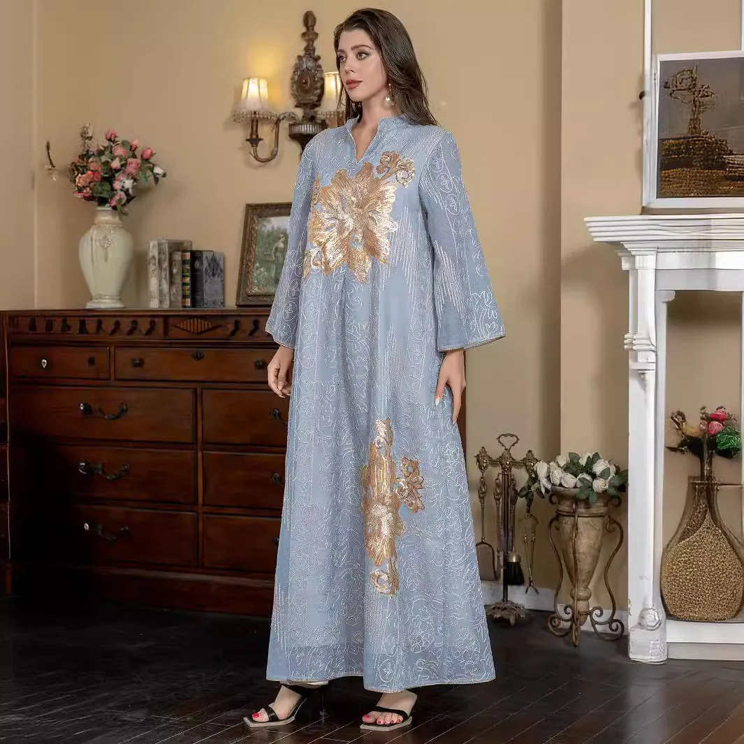 Abito musulmano del commercio estero saudita del Medio Oriente Abito musulmano Dubai in pizzo ricamato Abaya 
