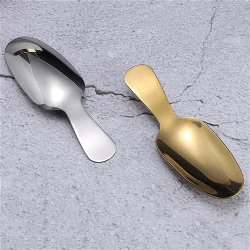 Mini Stainless Steel Spoons Kitchen Spice Condiment Spoon Sugar Tea Coffee Scoop Short Handle Wood Kids Spoon Kitchen Gadgets