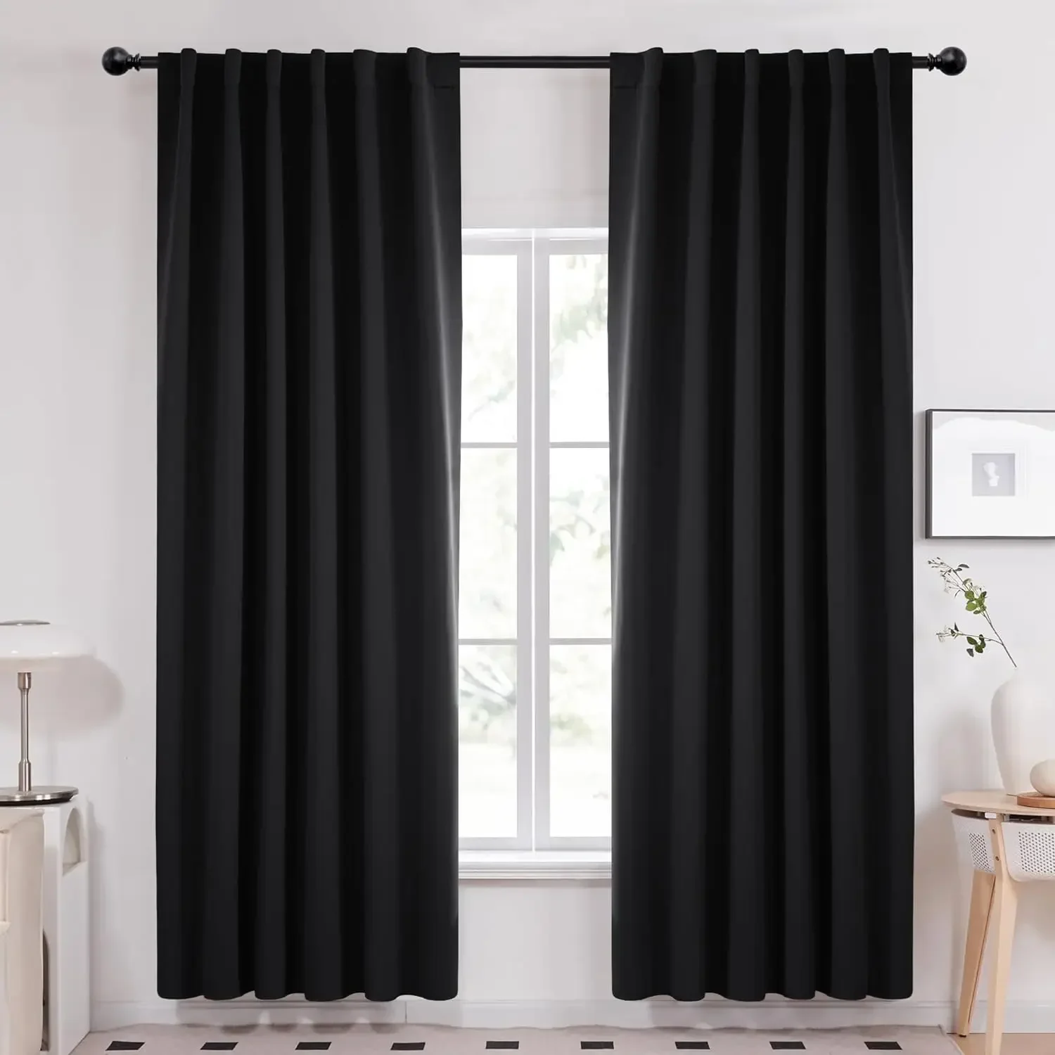 1pc High-Precision Solid Color Curtain with Modern Style and Multi-functional Fabric Tape, Curtains for Living Room, Bedroom