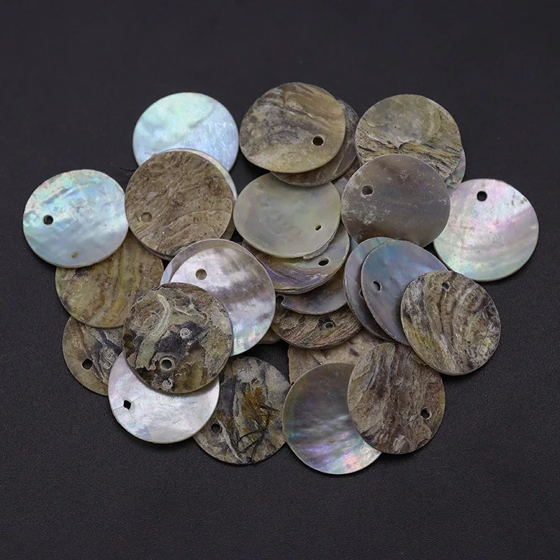 50 PCS 15mm Dyed Color  Mussel Shell Slightly Curved Thickness: 0.7mm-1mm Round Coin Loose Beads Drop Charm Disc