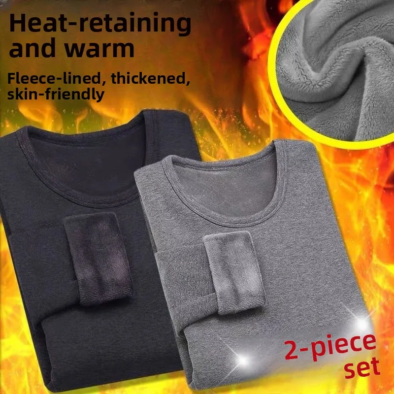 

Men's Long Sleeve Fleece Lined T-Shirt Color Base Layer Shirt Warm Underwear for Autumn Winter Heavy Duty Workwear