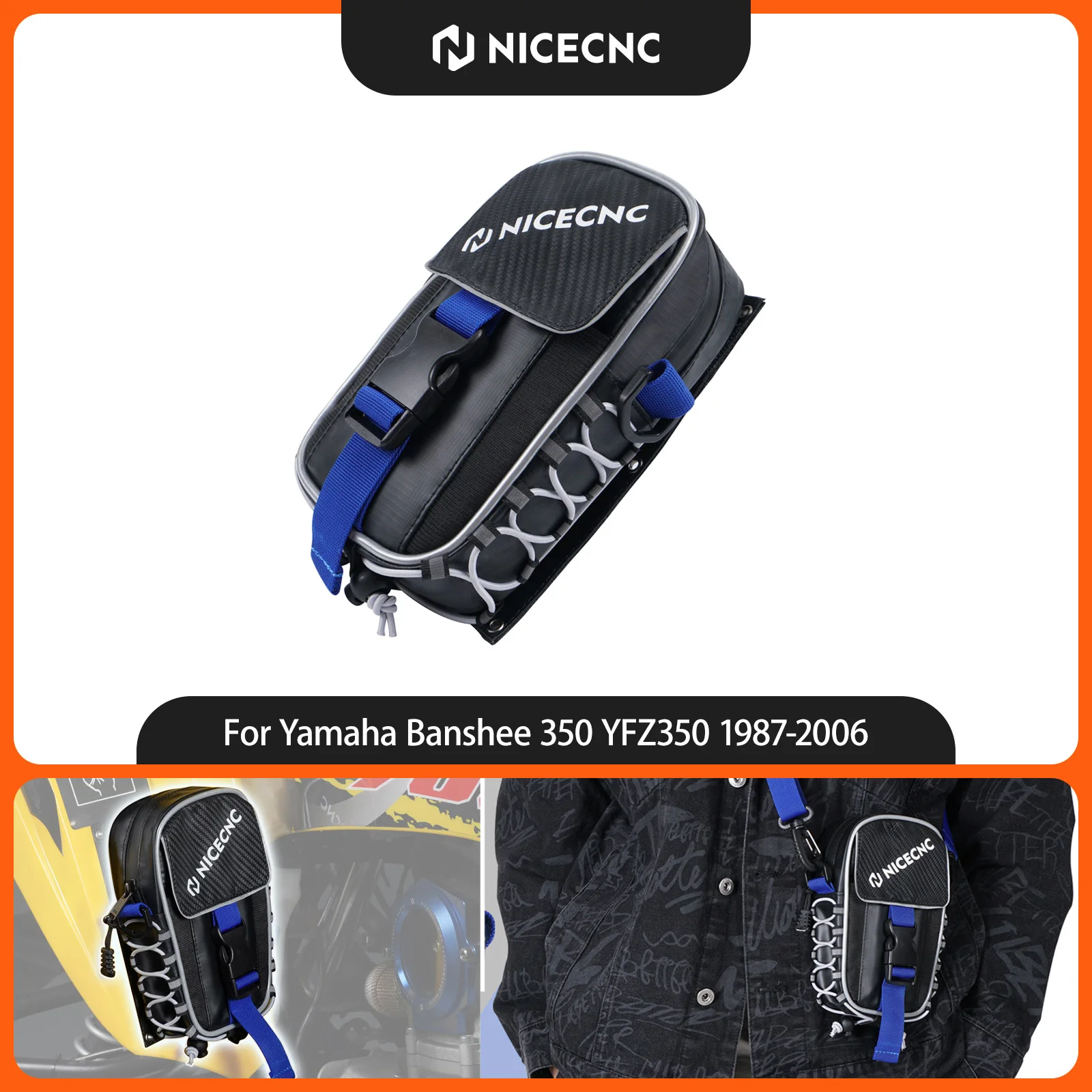 NICECNC For Yamaha Raptor 700 2016-2023 700R 2013-2023 Front Fender Bag Waterproof Storage Shoulder Bag ATV Accessories