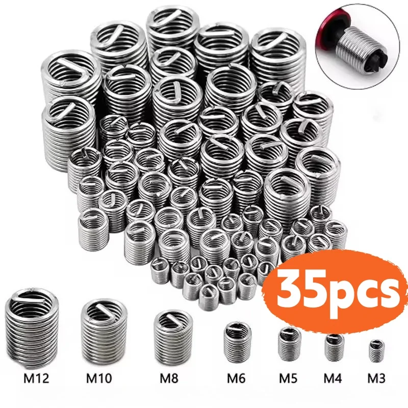 35piece stainless steel thread repair, enhanced thread strength, wear-proof, full coverage thread repair tool