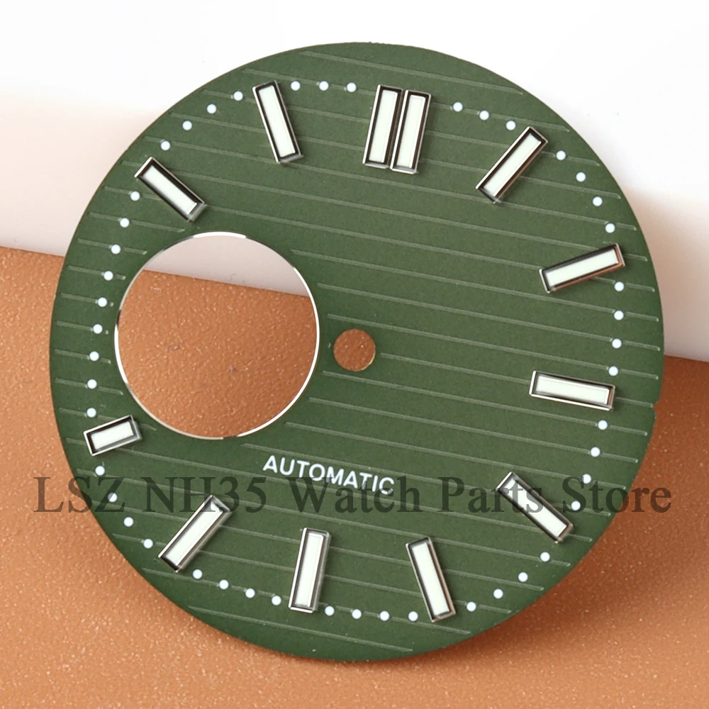 29.8mm NH35 Dial For Nautilus NH35 NH36 NH38 Movement Hollowed Out Parrot Snail Dial Green Luminous Watch Replacement Parts