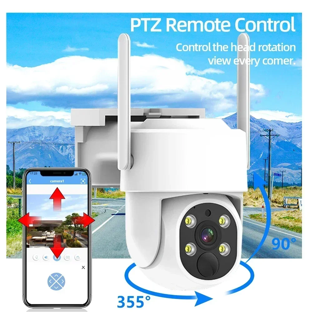 10CH 5MP draadloos bewakingssysteem op zonne-energie met 4MP PTZ-camera's NVR- en batterijtrackbeveiligingskit met laag verbruik