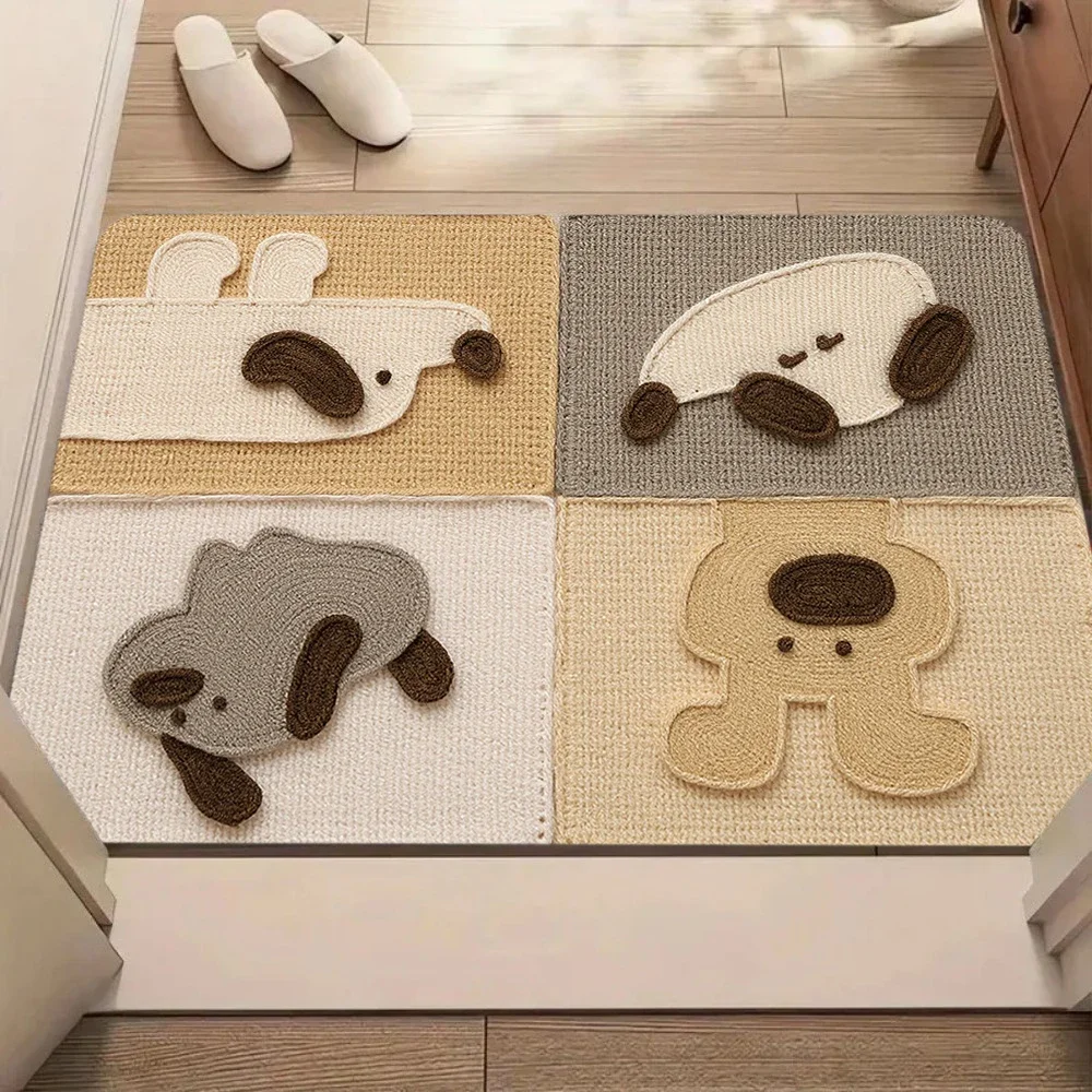 Cute Cartoon Dog Pattern Carpet Mat Rug Soft Non Slip Floor Mat for Living Room Bedroom Home Decoration Door Mat Welcome Mat