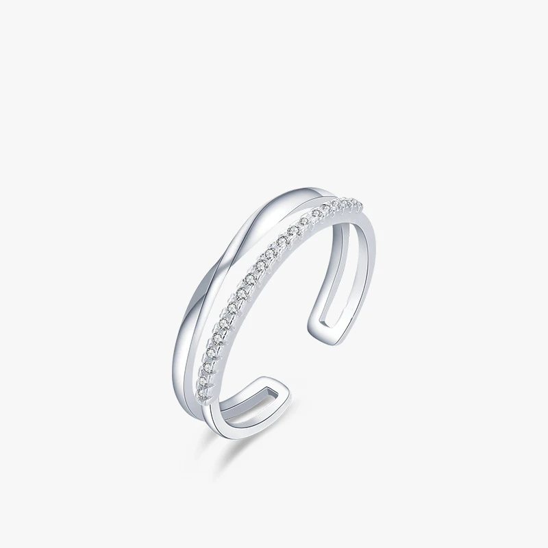 Orijinal 925 ayar gümüş çift hatları yüzükler kadınlar için düğün nişan gümüş kadın Vintage yüzük güzel takı