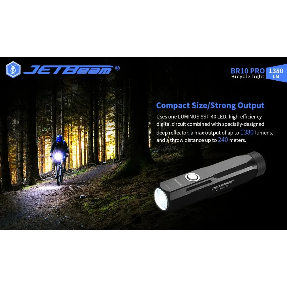 JetBeam BR10 PRO Type-C Rechargeable Bicycle Lighting Bike Light 1380Lumen Cycling Light With 5100mAh Battery