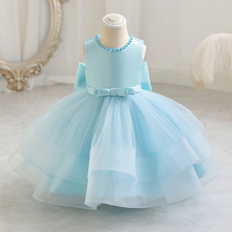 A097 Evening Girls\' Dress Summer Sleeveless Mesh Short Princess Fluffy Cake Host Flower Girl Formal Occasion