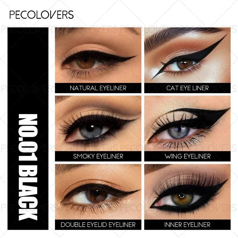 10 Stück schwarzer Eyeliner, wasserdicht und schweißfest, nicht leicht zu verschmieren, perfekter Eyeliner, anfängerfreundlich, Augenkosmetik