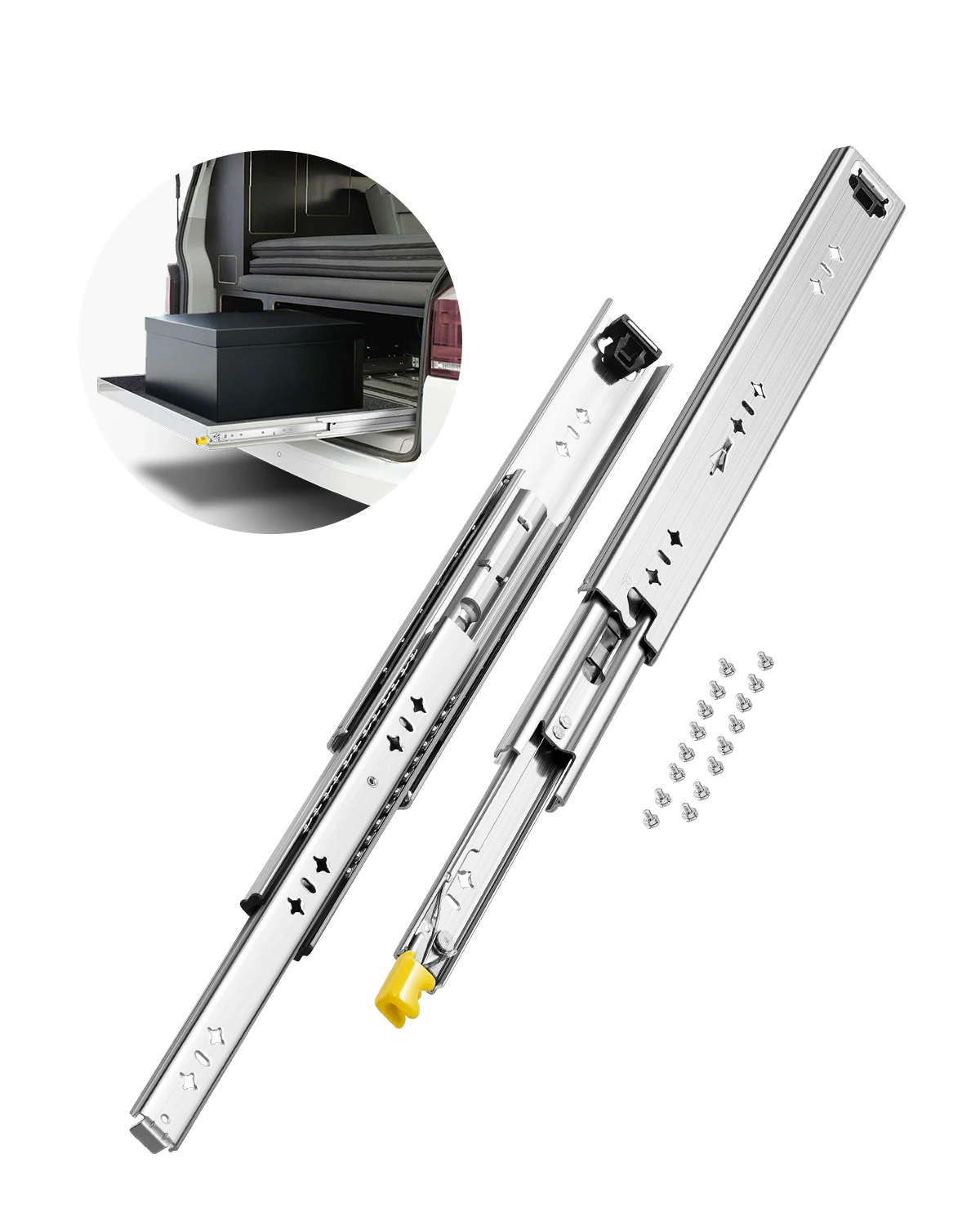 VEVOR Set of 2 Drawer Rails Sizes Ranging from 16 to 60 in 250 lbs Weight Limit Lockable Drawer Rails Ball Bearing Side Mount