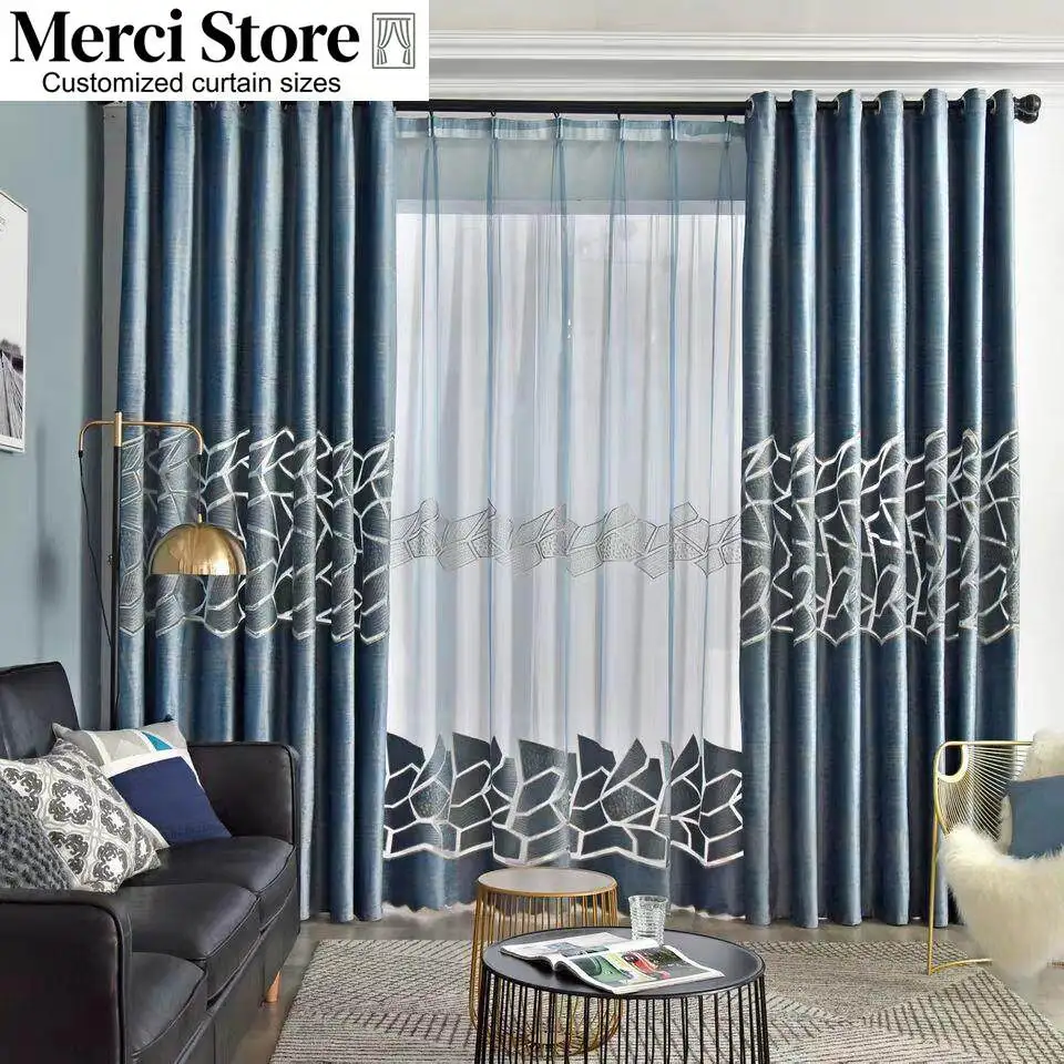 European Openwork Embroidery Luxury Curtains for Living Room Semi Blackout Tulle Premium Crack Custom Dining Bedroom Decor