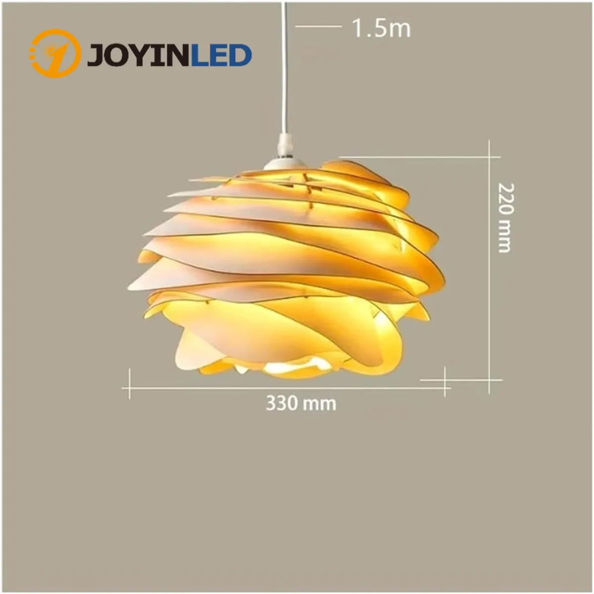 JOYINLED Modern Wood Petal Pendant Lamp, E27 Wooden Rose Chandelier for Kitchen Island Bedroom Living Room Ceiling Light Fixture
