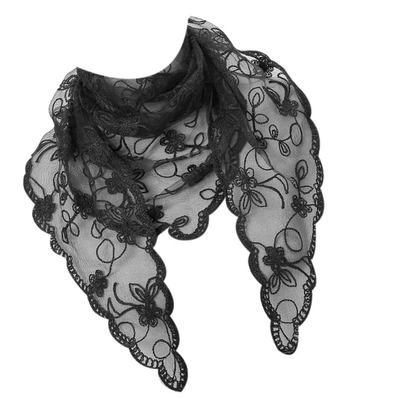 39BD Eleganter Spitze-Blumen-Mantilla-Schleier für die katholische Kirche, Vintage-Latin-Messe-Kopfbedeckungsschal, Blumenschal – Detail 1