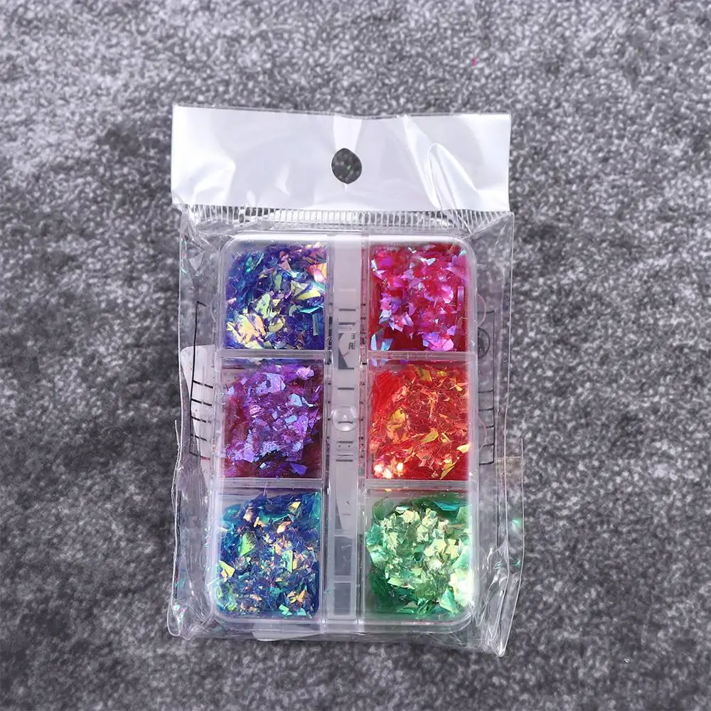 Colorful Aurora Color Nail Art Decorations Japanese Style Aurora Broken Glass Foils Transfer Paper for Women