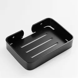 Soap Dish Storage Holder Black Aluminum Bathroom Soap Holder Shower Wall Mounted Decorative Soap Dishes Box Basket Square