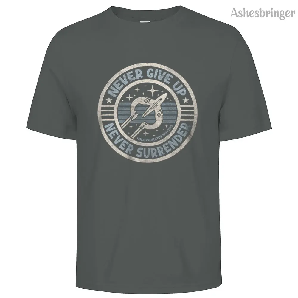 Mens Cotton Never Give Up, Never Surrender! Graphic T Shirt on Unisex Street Casual Style Tee for Men and Women