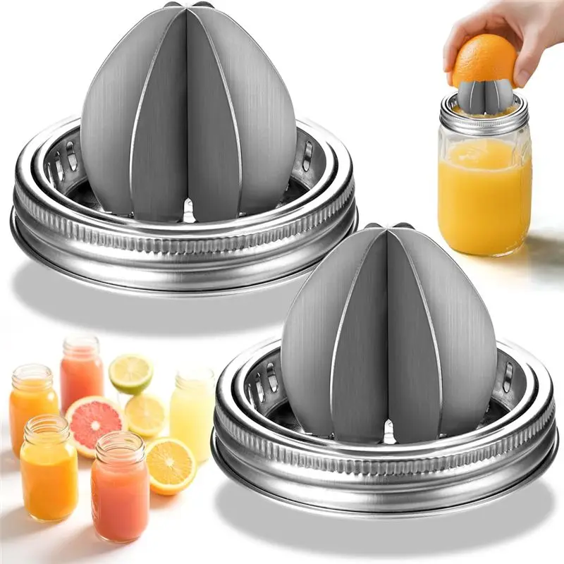 J1UL1N For Wide Mouth Masonjar Juicer Lid, Stainless Steel Manual/Citrus Reamer/Lemon Squeezer For Jar Accessories