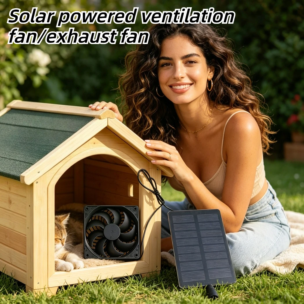 Kleiner Solarpanel-Ventilator 0,8W 4V Niedrigenergie-Abluftventilator für Hühnerstall, Tierhaus, Gewächshaus, Schuppen, Outdoor, Langlebig