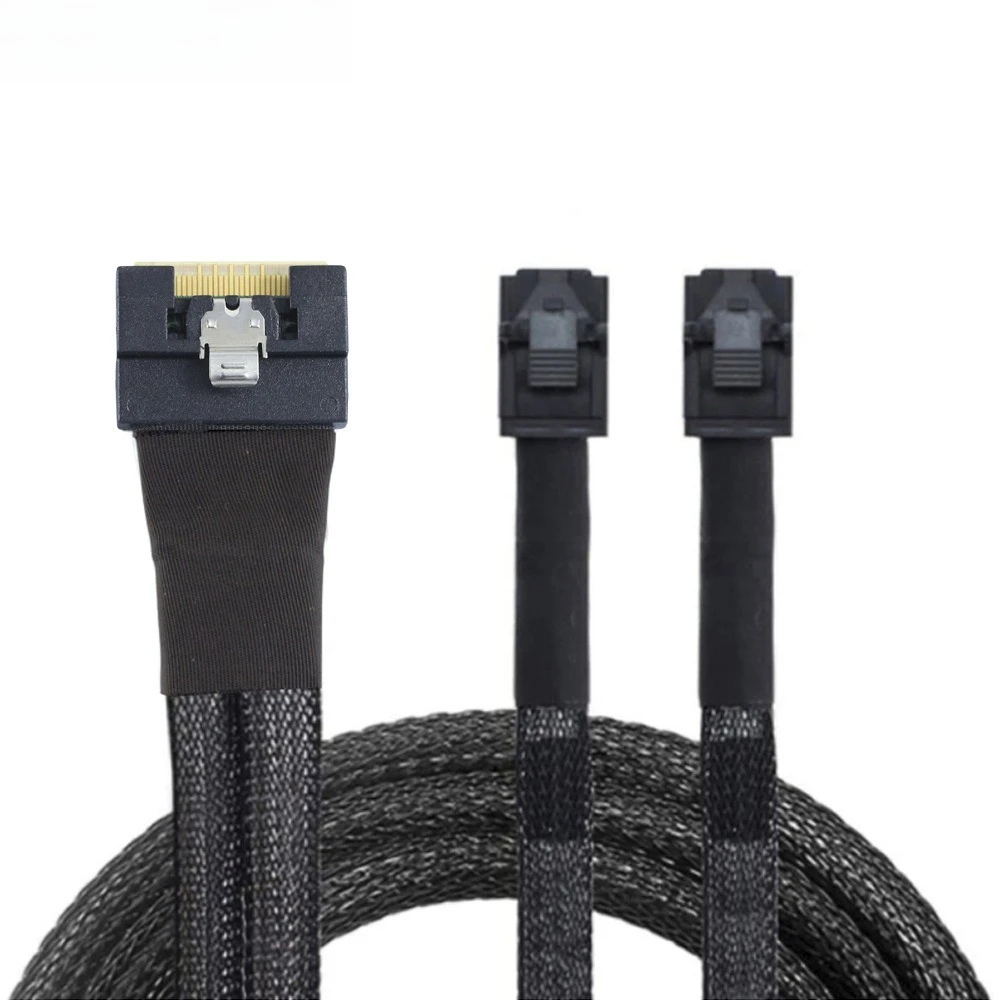 MINI SlimSAS SFF-8654 All-inclusive anti-skew plug 8i 4.0 to 2X SAS 8643 server cable