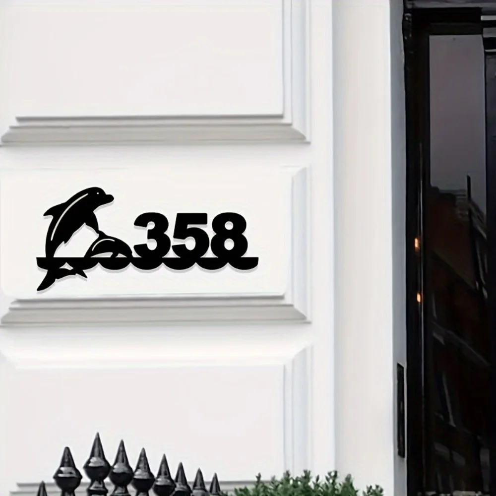 

Exquisite Customizable Metal House Number Sign with Sun & Moon Silhouettes Durable Outdoor Wall Art Ideal for Home Decor Gift