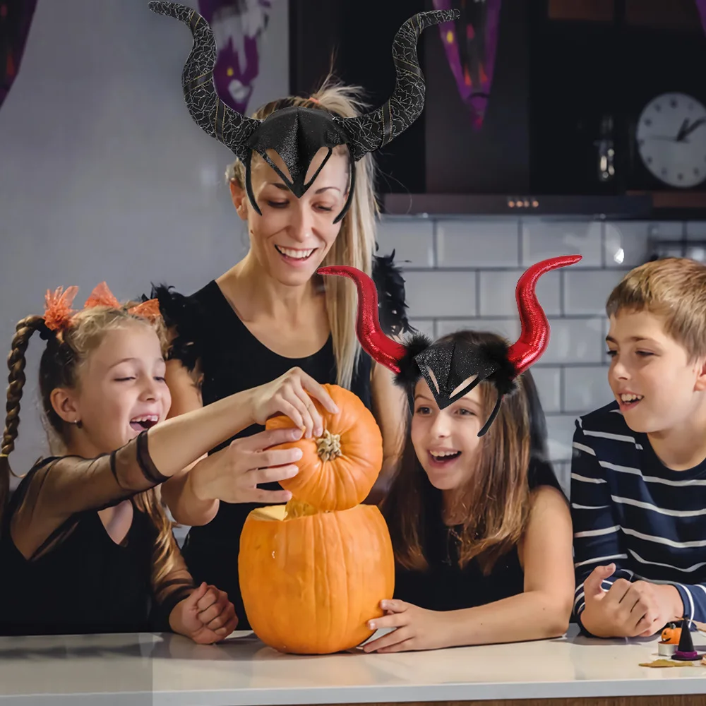 Halloween Decoration,Horror Devil Horns,Black,Red,Devil Decorative Headband,Halloween Photo Props