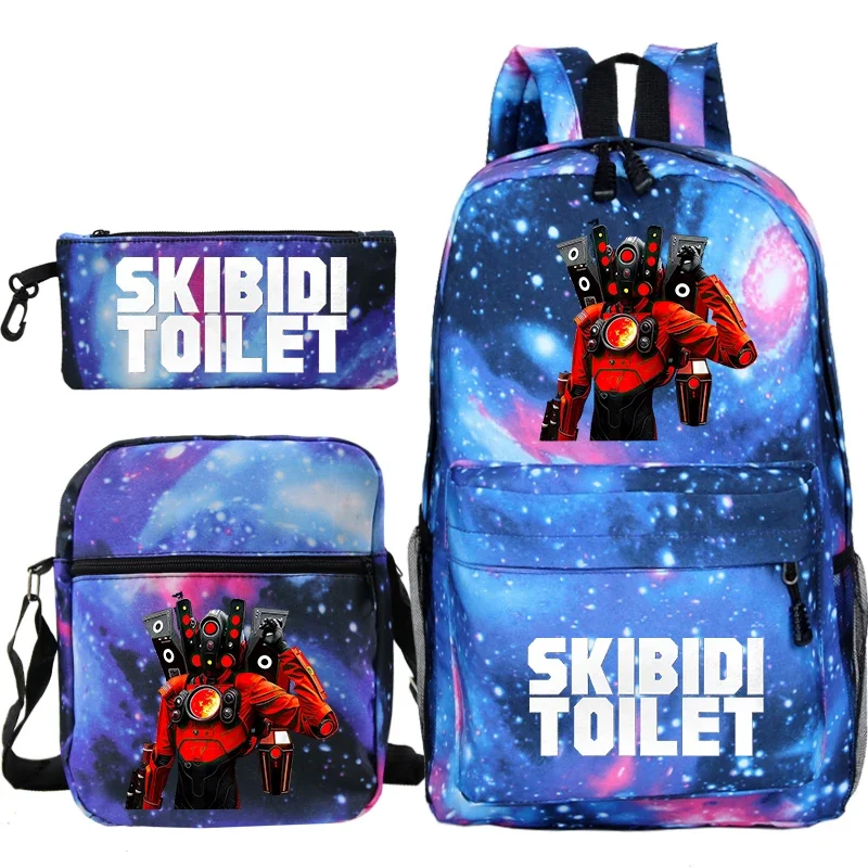 

Game Skibidi Toilet Printing School Bag 3pcs Set Cartoon Children Backpack Laptop Bag Large Capacity Kids Bookbag for Boys Girls