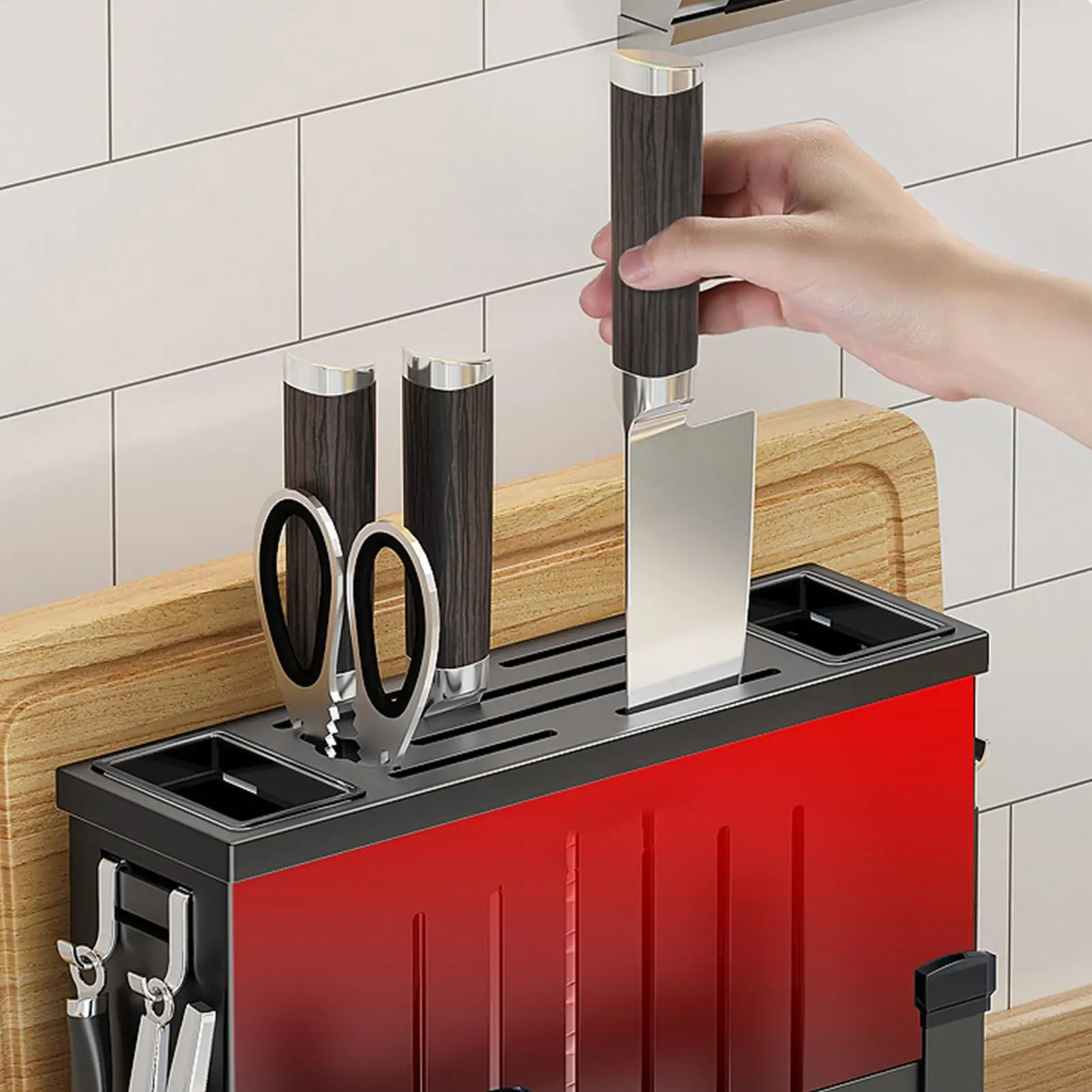 

Держатель разделочной доски, стойка для разделочной доски со съемным сливным поддоном, кухонный резак для хранения для общежития, отеля, ресторана