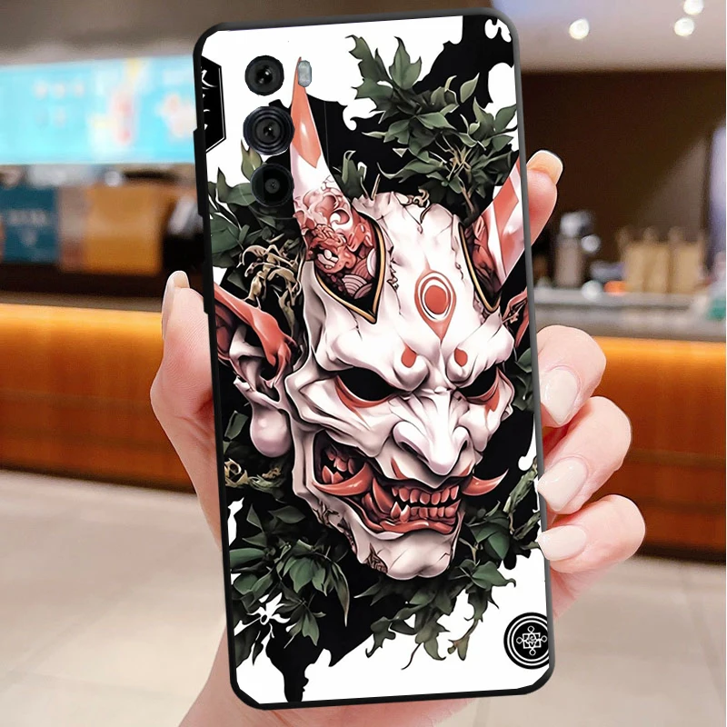 حافظة هاتف على شكل قناع أوني ياباني ديفيل آرت لهاتف موتورولا إيدج 50 40 برو 60 50 40 30 Ultra Neo Fusion Moto G Play G Stylus G Power G #4